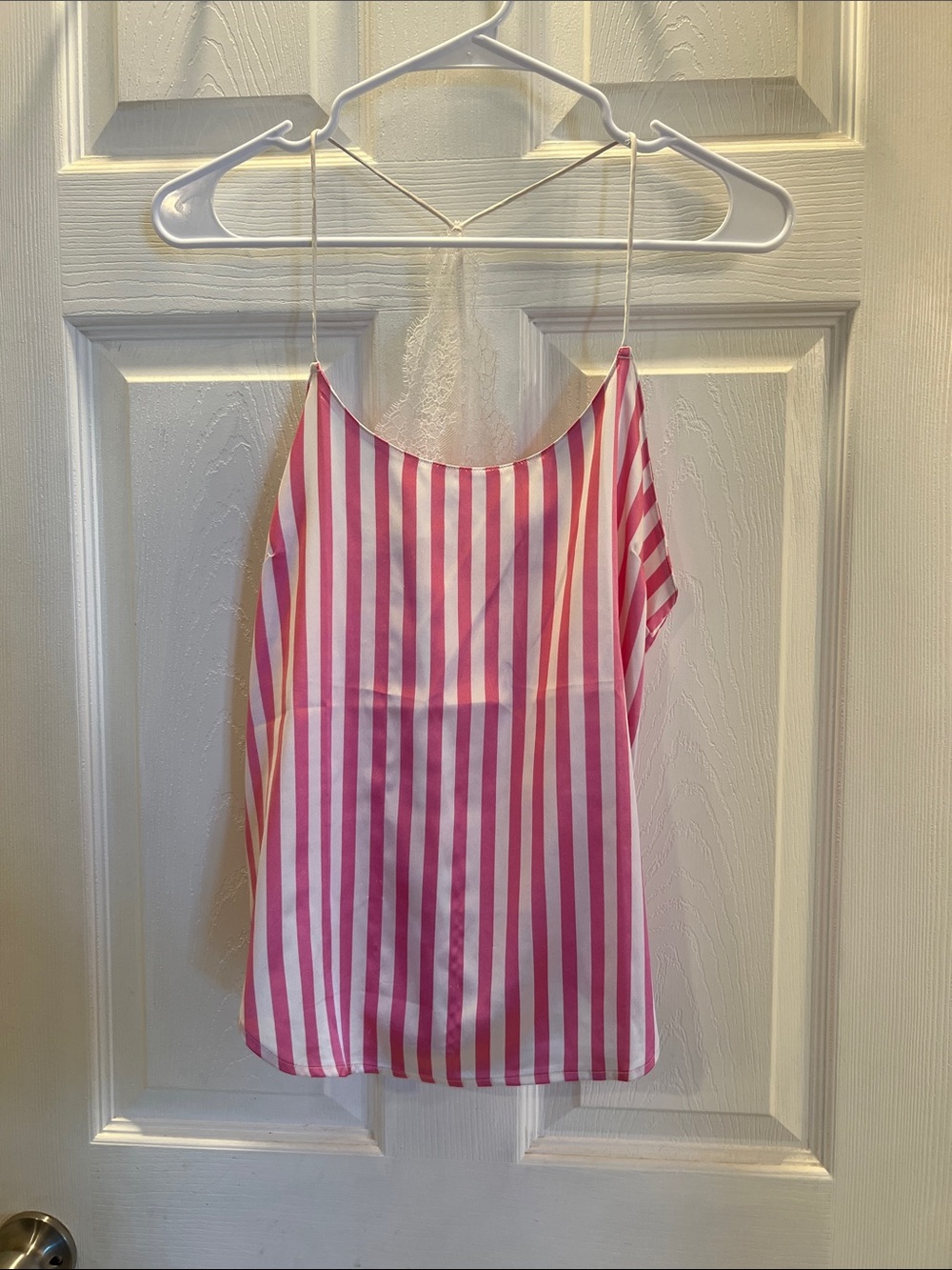 Victoria's Secret Pink & White Striped Silk Cami